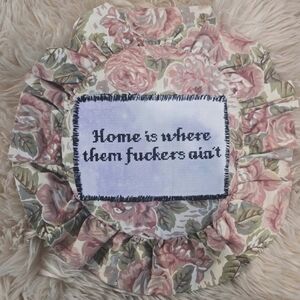 Vintage Granny Vulgar Cross Stitch Pillow